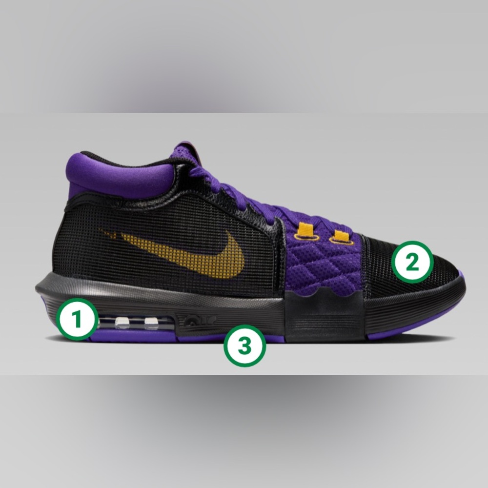 Nike LeBron Witness 8 Basketball Shoes    Sz. 6.0    Black/Gold/Purple
